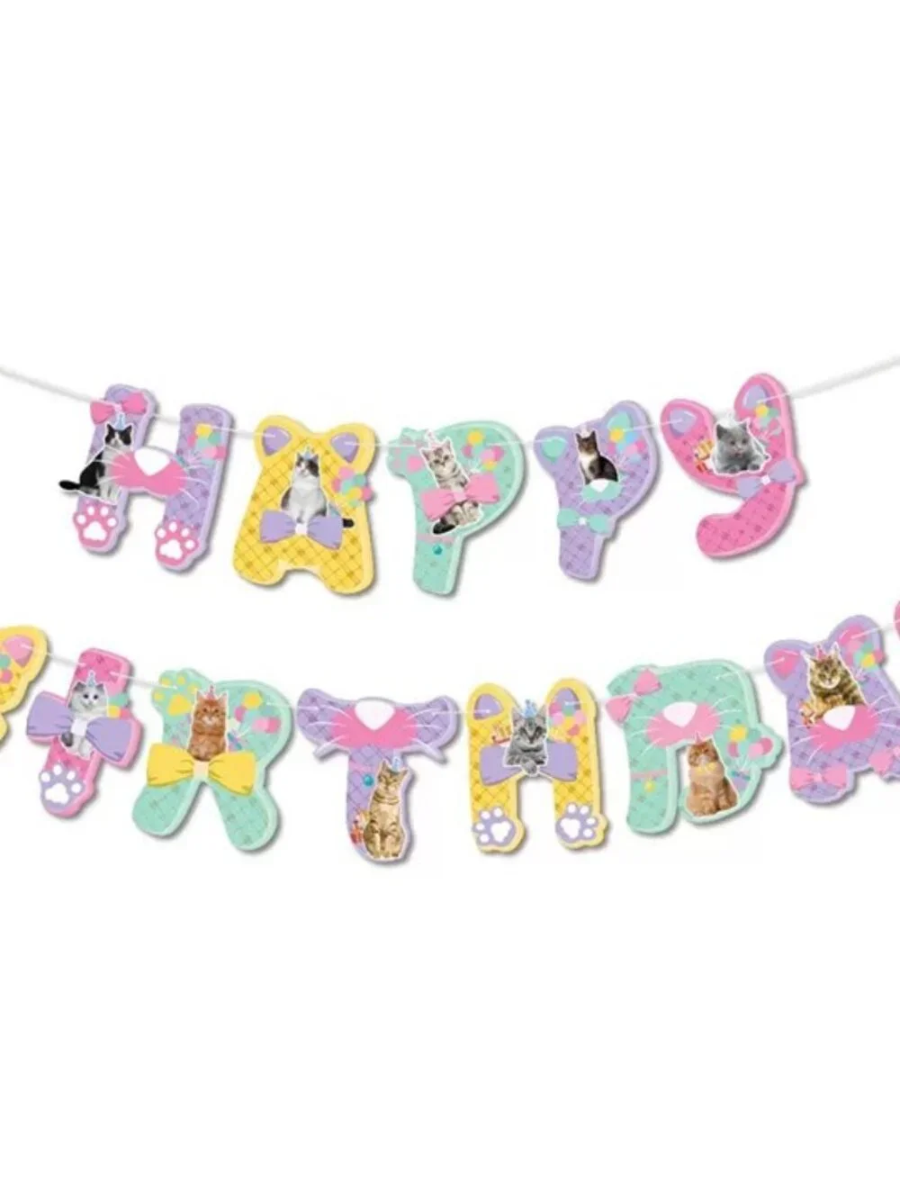 Cat Birthday Banner & Garland Set – Pet Party Decorations